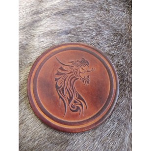 Leather Coaster Chinese Dragon Pair
